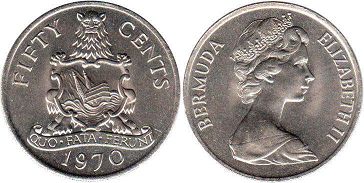 coin Bermuda 50 cents 1970
