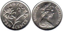 coin Bermuda 10 cents 1970