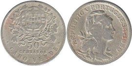 piece Cape Verdepuis 50 centavos 1930
