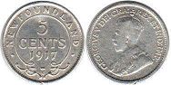 pièce de monnaieTerre-Neuve 5 cents 1917