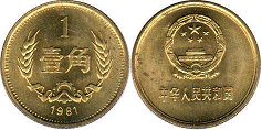 moneda china 1 jiao 1981