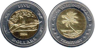 coin Cocos Keeling 5 dollars 2004