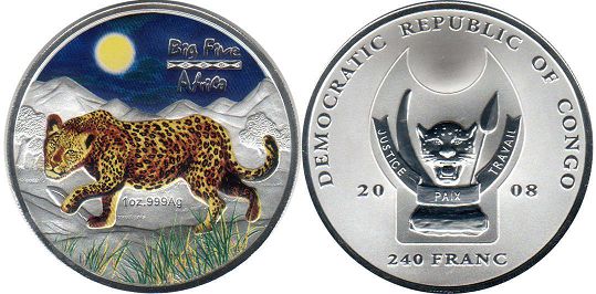 coin Congo 240 francs 2008
