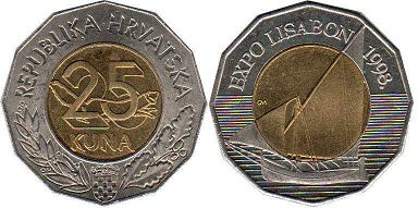 coin Croatia 25 kuna 1998