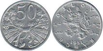 coin Czechoslovakia 50 haleru 1951