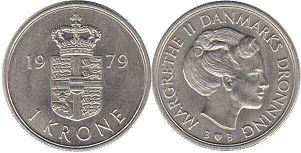 mynt Danmark 1 krone 1979