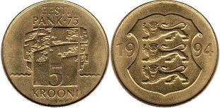 coin Estonia 5 krooni 1994