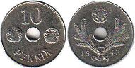 mynt Finland 10 pennia 1943