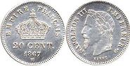 moneda Francia 20 céntimos 1867