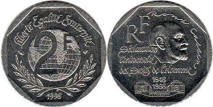 moneda Francia 2 francos 1998