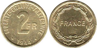 coin France 2 francs 1944