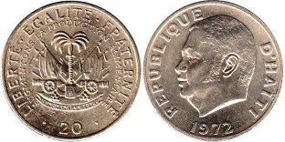 piece Haiti 20 centimes 1972