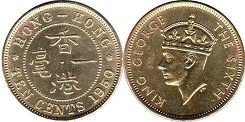 香港硬币 10 仙 1950