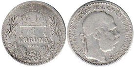 coin Hungary 1 korona 1894