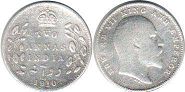 coin British India 2 annas 1910