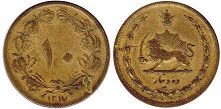 coin Iran 10 dinars 1938