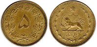 coin Iran 5 dinars 1940