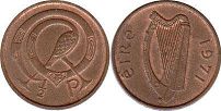 coin Ireland 1/2 penny 1971
