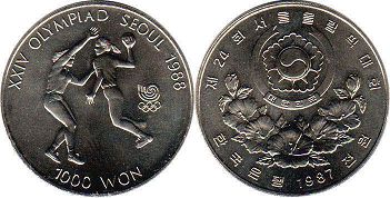 동전 한국 1000 원의 1987