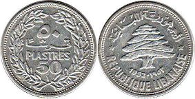 coin Lebanon 50 piastres 1952