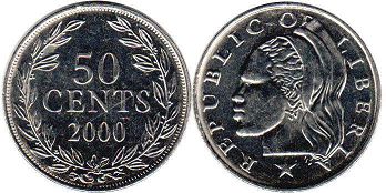 coin Liberia 50 cents 2000