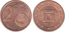 pièce de monnaie Malta 2 euro cent 2008