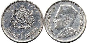 coin Morocco 1 dirham 1960 