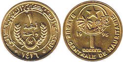 coin Mauritania 1 ouguiya 1995