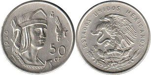 moneda Mexico 50 centavos 1950
