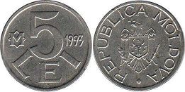 coin Moldova 5 lei 1993