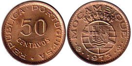 coin Mozambique 50 centavos 1973