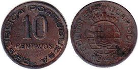 coin Mozambique 10 centavos 1942