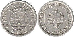 coin Mozambique 5 escudos 1960