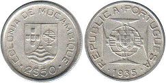 piece Mozambique 2 1/2 escudos 1935