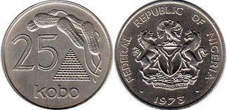 coin Nigeria 25 kobo 1973