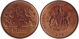 coin Nigeria 1/2 kobo 1973