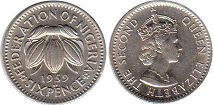 coin Nigeria 6 pence 1959