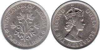 coin Nigeria 2 shillings 1959