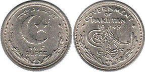 coin Pakistan 1/2 rupee 1949