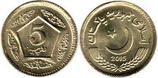 coin Pakistan 5 rupees 2015