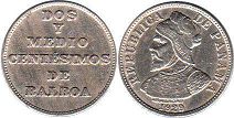 moneda Panamá 2 1/2 centésimos 1929 antigua