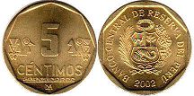 moneda Peru 5 centimos 2002