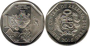 moneda Peru 1 sol 2016 Cerámica de Shipibo-Konibo