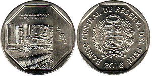moneda Peru 1 sol 2016 Cabeza de Vaca