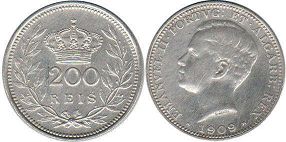 coin Portugal 200 reis 1909