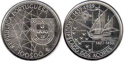 coin Portugal 100 escudos 1989