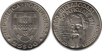 coin Portugal 25 escudos 1981