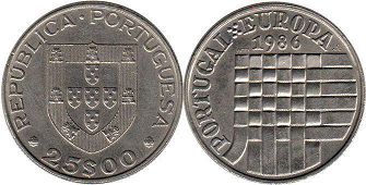 coin Portugal 25 escudos 1986