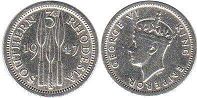 coin Rhodesia 3 pence 1947