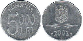 coin Romania 5000 lei 2002